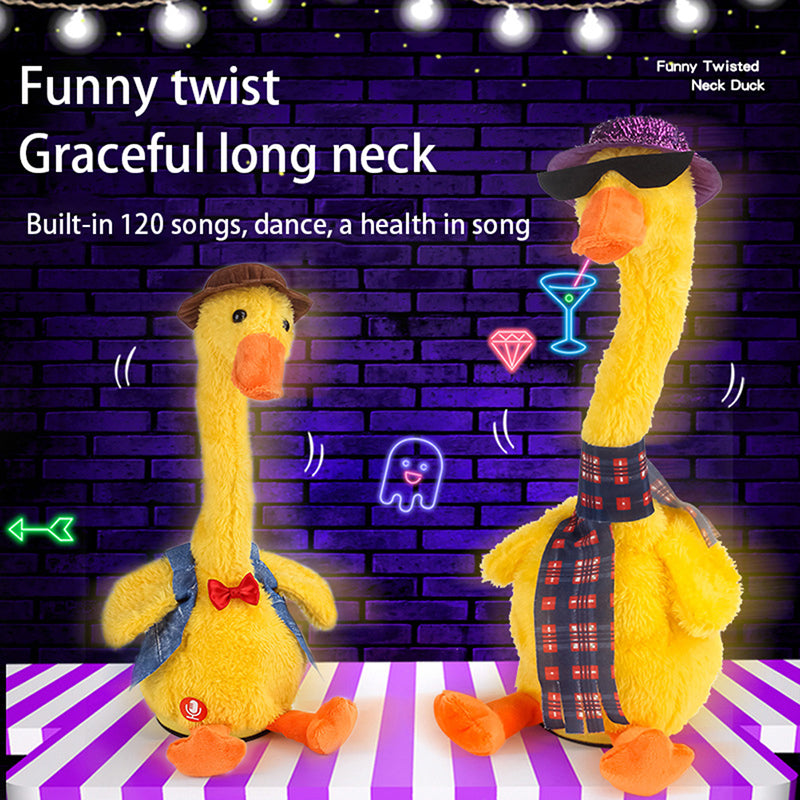 Funny and Musical Dancing Duck Plush Toy with Luminescent Lights - USB Rechargeable