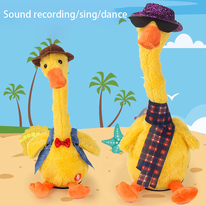 Funny and Musical Dancing Duck Plush Toy with Luminescent Lights - USB Rechargeable